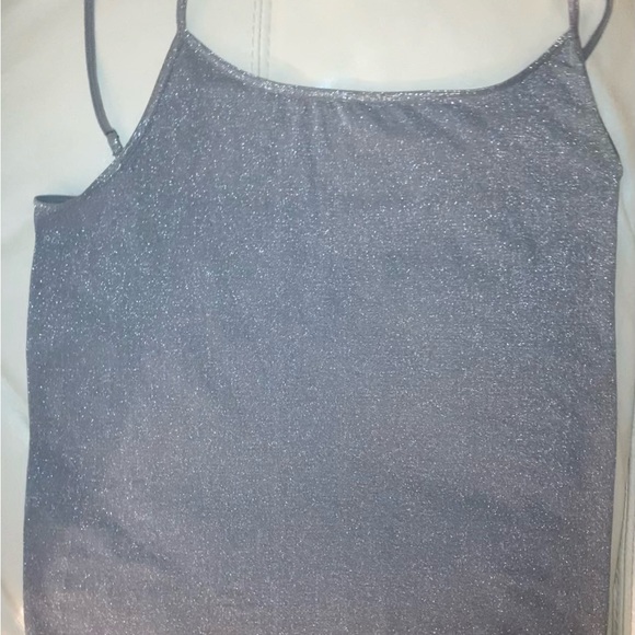 MED Ann Taylor Sparkly Platinum Stretch Tank w/Adjustable Straps 22 1/2”H 15”W - Picture 11 of 11